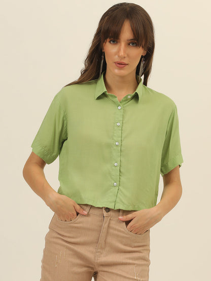 Softest Pastel Coloured Modal Women Crop Shirt