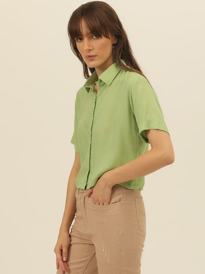 Softest Pastel Coloured Modal Women Crop Shirt