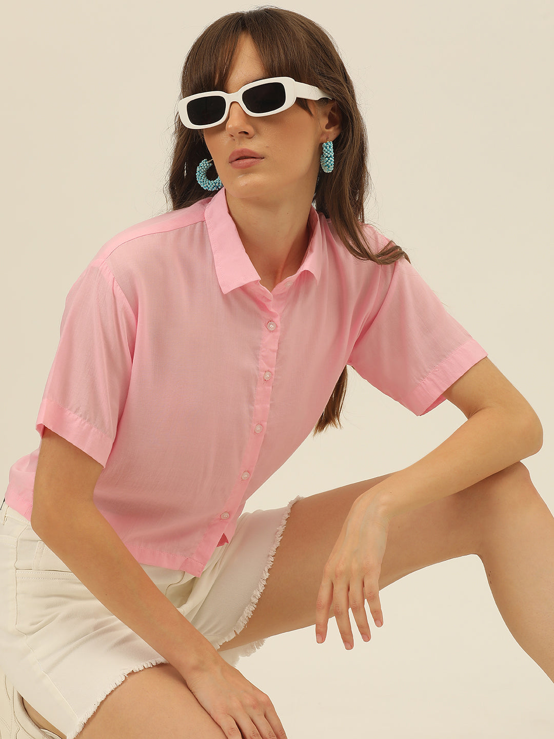 Softest Pastel Coloured Modal Women Crop Shirt