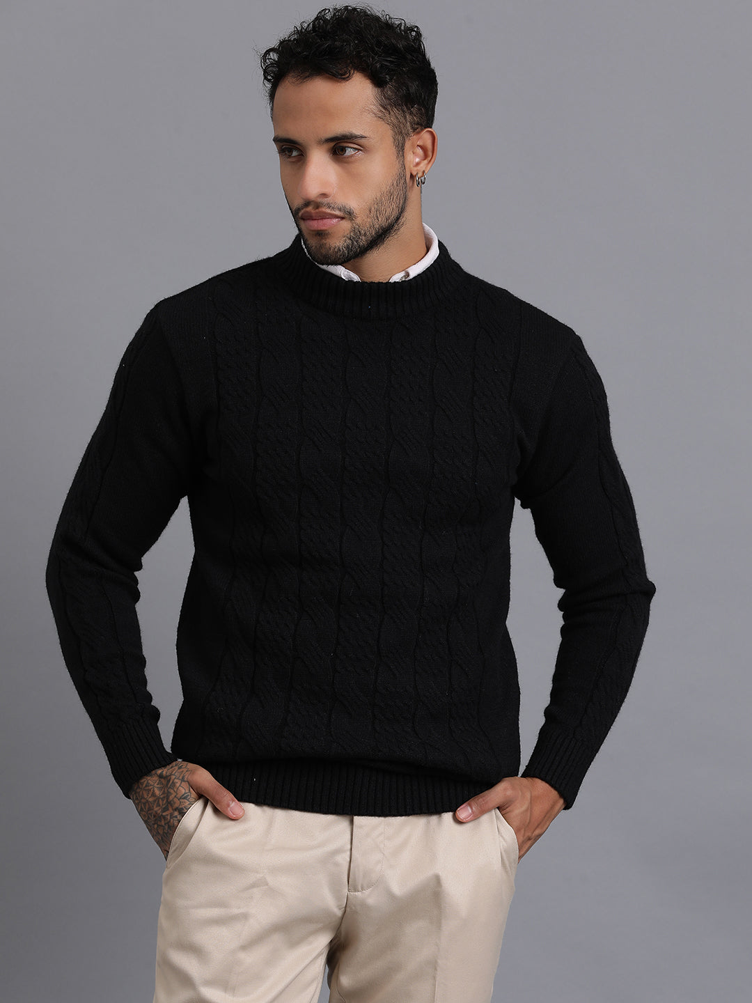 Heavy Cable Knitted Unisex Wool Unisex Sweater